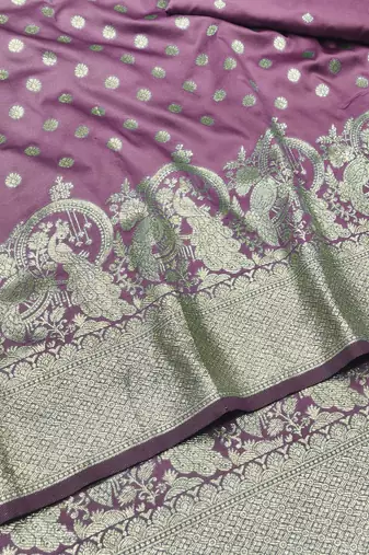 Wine zari woven silk blend traditional saree with blouse piece