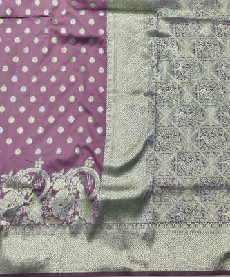 Wine zari woven silk blend traditional saree with blouse piece 5
