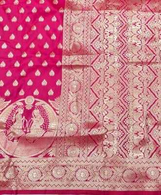 Rani zari woven silk blend traditional saree with blouse piece 5