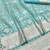 Blue zari woven banarasi silk blend traditional saree with blouse piece