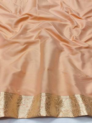 Light orange zari woven silk blend traditional saree with blouse piece 4