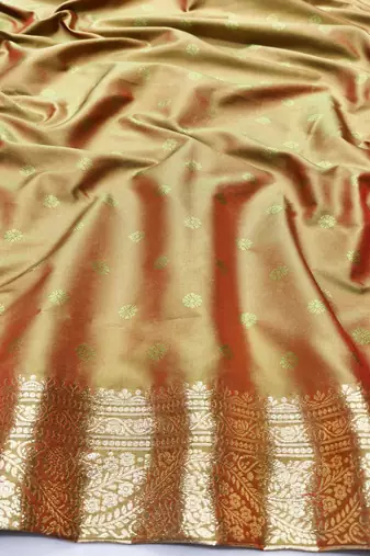 Pista zari woven silk blend traditional saree with blouse piece