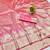 Pink zari woven banarasi silk blend traditional saree with blouse piece