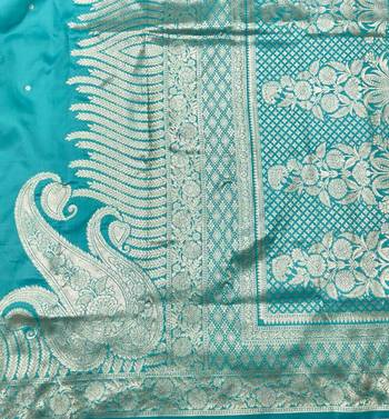 Blue zari woven silk blend traditional saree with blouse piece 4