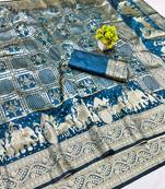 Morpich zari woven banarasi silk blend traditional saree with blouse piece