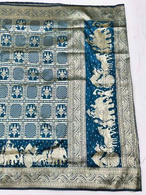 Morpich zari woven silk blend traditional saree with blouse piece 2
