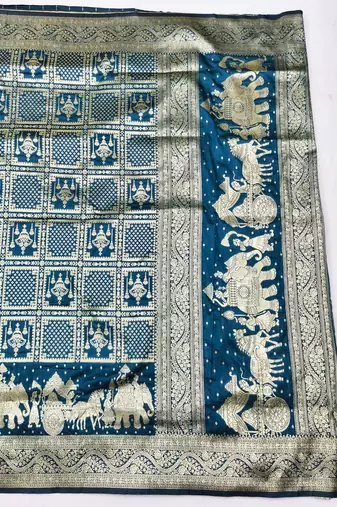 Morpich zari woven silk blend traditional saree with blouse piece