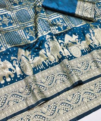 Morpich zari woven silk blend traditional saree with blouse piece 3