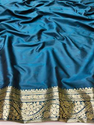 Morpich zari woven silk blend traditional saree with blouse piece 4