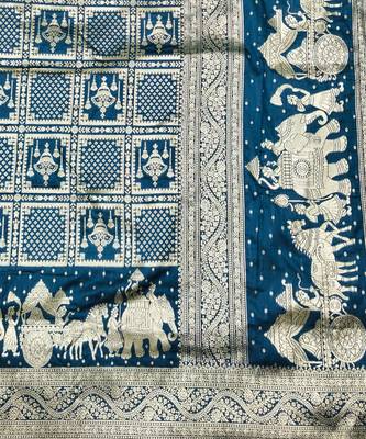 Morpich zari woven silk blend traditional saree with blouse piece 5