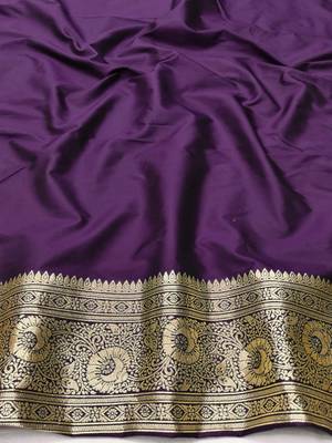 Wine zari woven silk blend traditional saree with blouse piece 4
