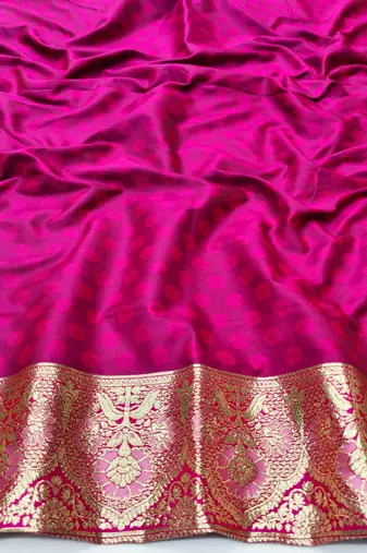 Purple zari woven silk blend traditional saree with blouse piece