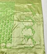Liight green zari woven banarasi silk blend traditional saree with blouse piece