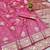 Pink zari woven banarasi silk blend traditional saree with blouse piece