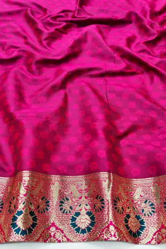 Dark blue zari woven silk blend traditional saree with blouse piece