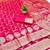 Rani pink zari woven banarasi silk blend traditional saree with blouse piece