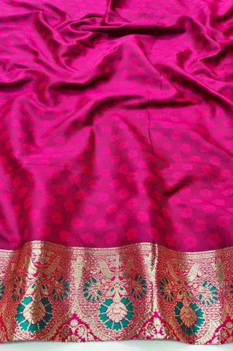 Blue zari woven silk blend traditional saree with blouse piece