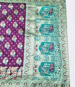 Wine zari woven patola silk blend traditional saree with blouse piece