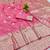 Pink zari woven banarasi silk blend traditional saree with blouse piece