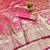 Pink zari woven banarasi silk blend traditional saree with blouse piece