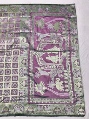 Wine zari woven patola silk blend traditional saree with blouse piece 2