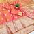 Peach pink zari woven banarasi silk blend traditional saree with blouse piece