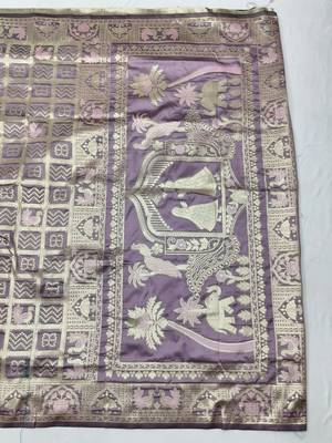 Wine zari woven patola silk blend traditional saree with blouse piece 2