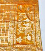 Mustard zari woven patola silk blend traditional saree with blouse piece
