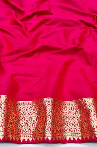 Rani zari woven silk blend traditional saree with blouse piece