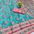 Blue zari woven banarasi silk blend traditional saree with blouse piece
