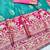 Blue zari woven banarasi silk blend traditional saree with blouse piece