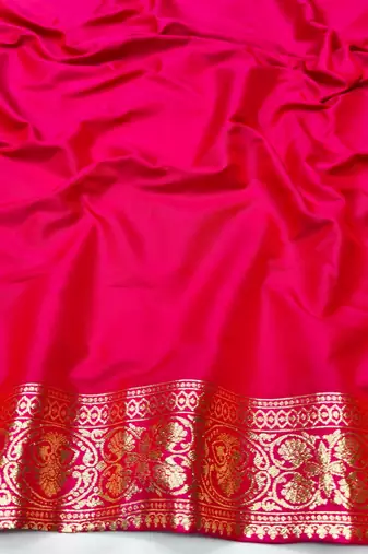 Mustard zari woven silk blend traditional saree with blouse piece
