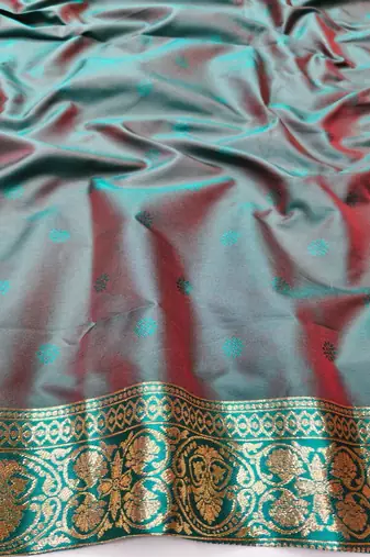 Rani zari woven silk blend traditional saree with blouse piece
