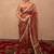 brown kota tissue silk saree with gota work pallu
