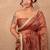 brown kota tissue silk saree with gota work pallu