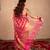 pink striped silk linen saree with unstitched blouse