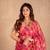 pink striped silk linen saree with unstitched blouse