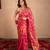 pink striped silk linen saree with unstitched blouse