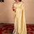 cream linen saree with golden pallu