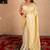 cream linen saree with golden pallu