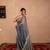 blue kota tissue saree with gota work pallu
