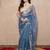 grey floral gota patti work kota silk saree with unstitched blouse