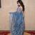 grey floral gota patti work kota silk saree with unstitched blouse