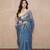 grey floral gota patti work kota silk saree with unstitched blouse