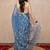 grey floral gota patti work kota silk saree with unstitched blouse
