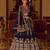 Navy Blue Art Silk Embroidered Lehengas