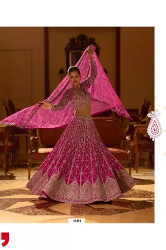 Rani Pink Art Silk Embroidered Lehengas
