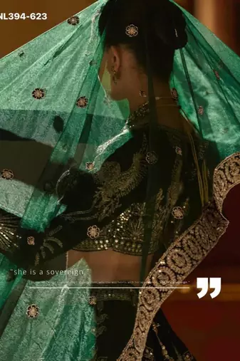 Green Art Silk Embroidered Lehengas