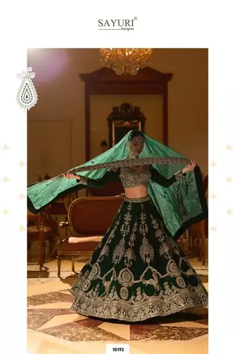 Green Art Silk Embroidered Lehengas