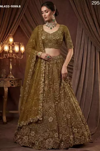 Mehendi Net Embroidered Lehengas